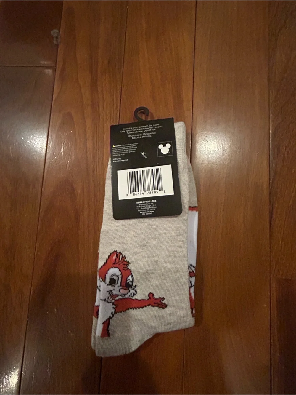 Disney Women’s Chip 'n' Dale Grey and Orange Crew Socks